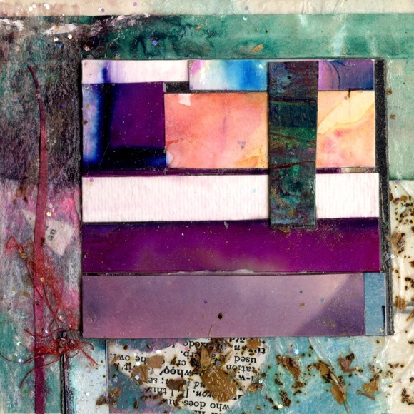 Original Mixed Media 2-sided Chunky Art - Collage Joy 6 - Picture 2 of 4